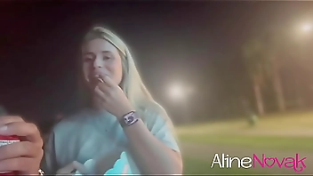 Busty blonde takes a walk in the park with a nice blowjob from Motoboy - alinenovak.com.br