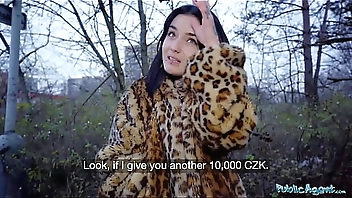 Public Agent French babe Crystal Cherry outdoor blowjob and big dick pov